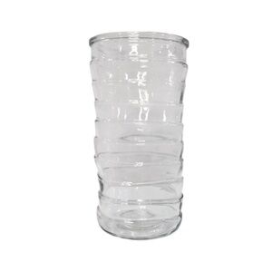 8.5x4” Wavy Ringed Cylider Glass Flower Vase Clear